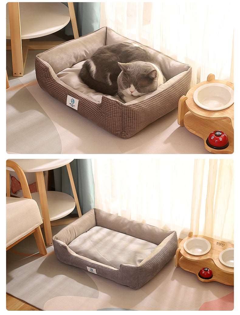 Waffle Pattern Comfy Pet Bed