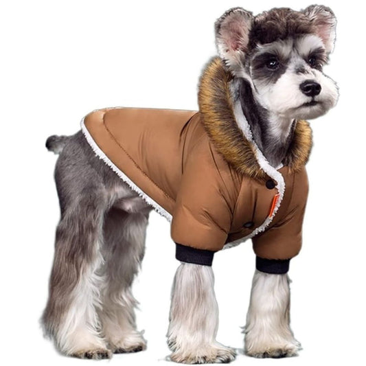 Warm Rainproof Dog Coat with Fur Hood - Pup Buddy