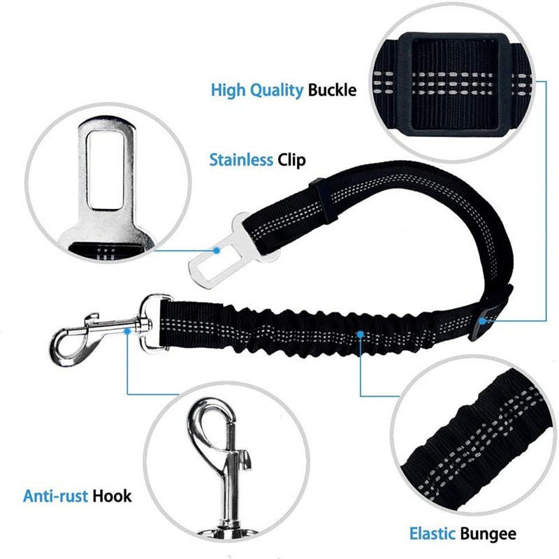 Durable Nylon Reflective Bungee Seat Belt For Car Safety - Pup Buddy